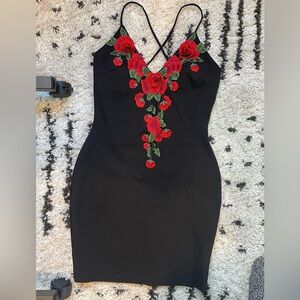 Beautiful strappy rose mini dress bodycon size small